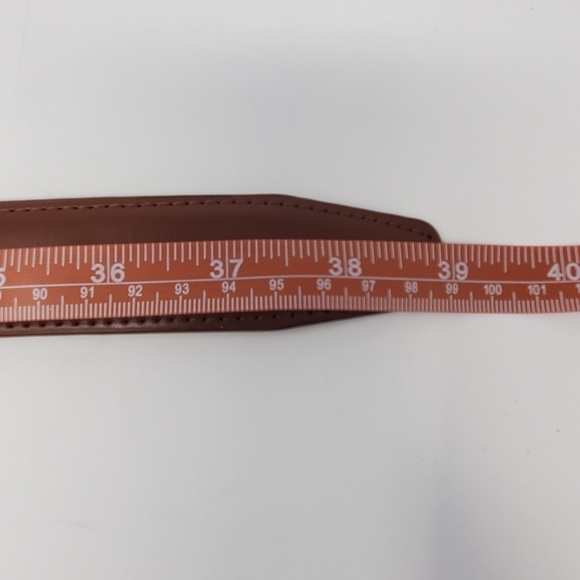 VERA PELLE COGNAC BROWN GENUINE LEATHER BELT ITALY GUNMETAL BUCKLE MEN 44 SLIDE - Picture 11 of 11